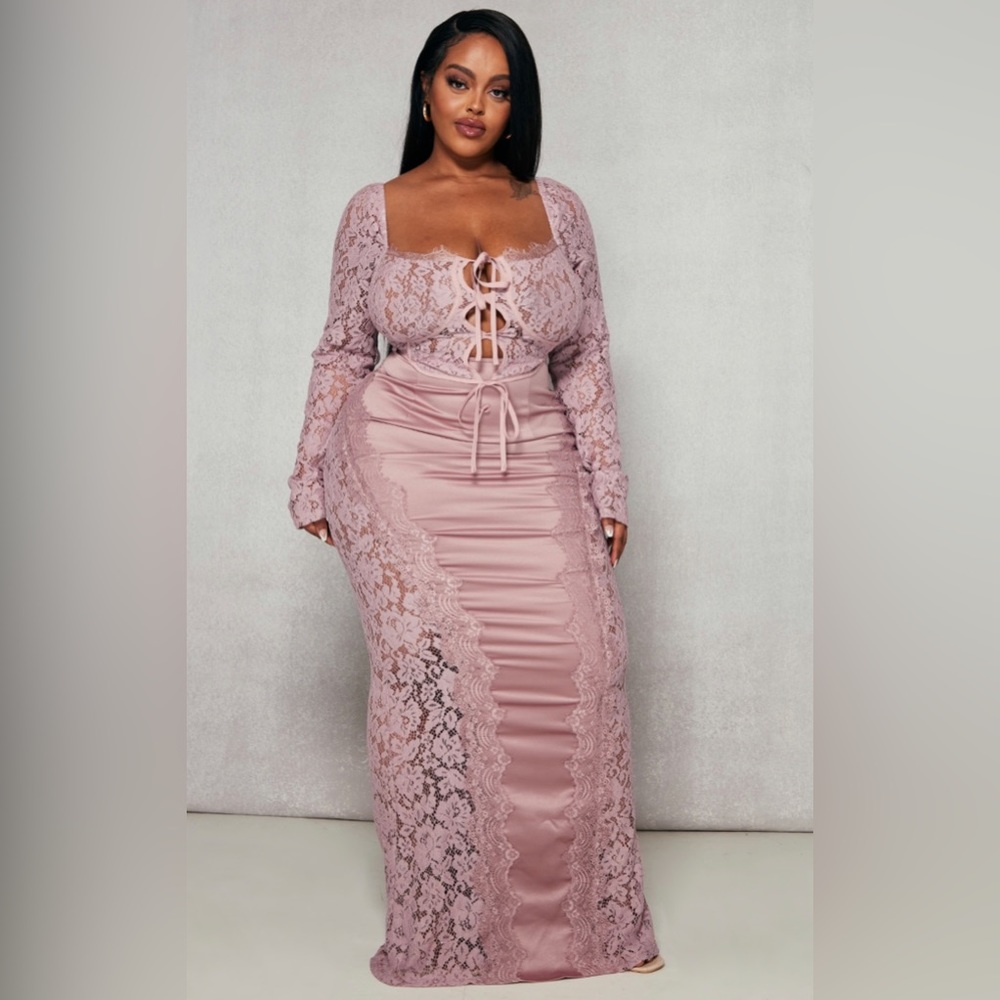 Long lace skirt set